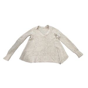Anthropologie Moth V-Neck Chunky Knit Sweater – Oatmeal Beige – Size Small